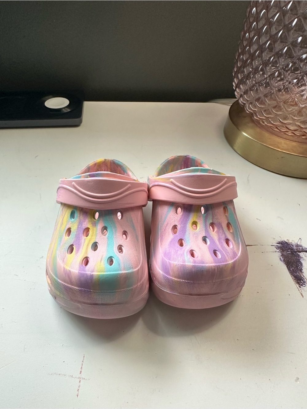 Kids Pink Pastel Tie-Dye Clog Sandals